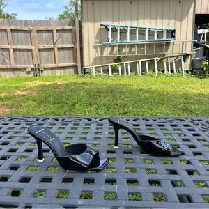 Anthropologie‎ Black Suede Studio Square Toe Heel Size 37